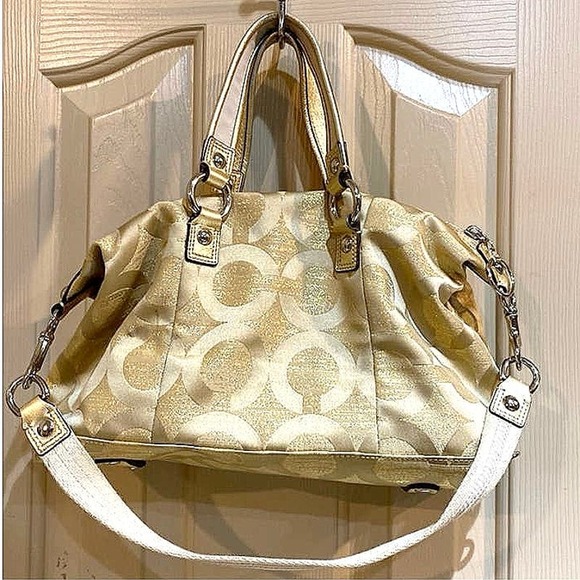 COACH POPPY SATEEN GOLD SATCHEL BAG # G1068-15860 - Picture 5 of 8